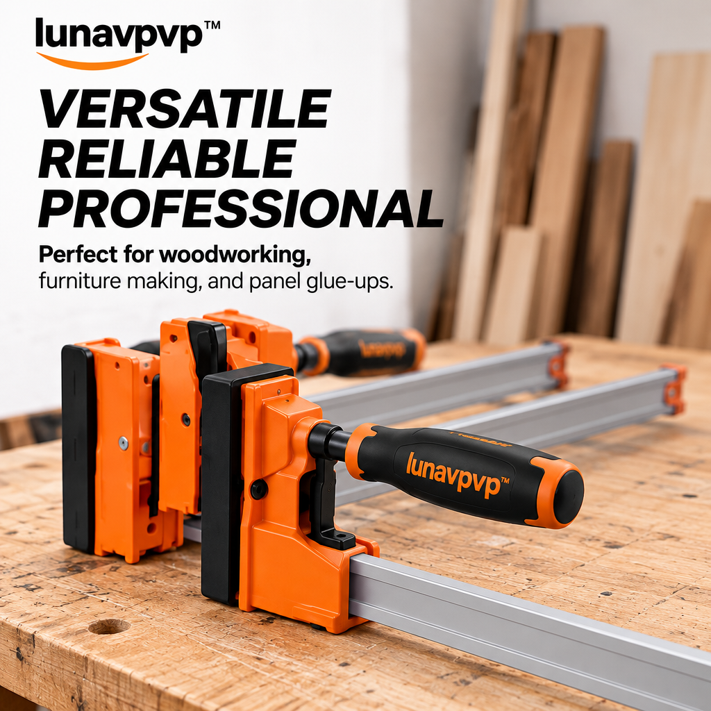 lunavpvp™ 24-Inch Parallel Jaw Clamp Set, 2-Pack, Panel Glue-Up Clamps with Removable Pads and Rail Supports