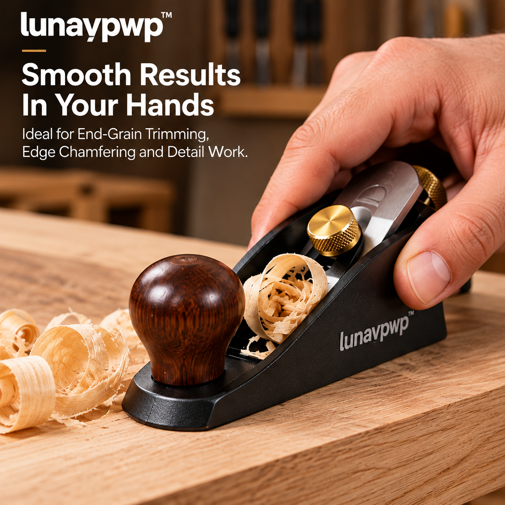 lunavpvp™ Low-Angle Block Plane, 6-1/4-Inch Hand Plane with Adjustable Mouth for End-Grain Trimming and Edge Chamfering