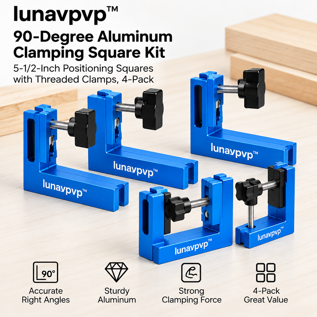 lunavpvp™ 90-Degree Aluminum Clamping Square Kit, 5-1/2-Inch Positioning Squares with Threaded Clamps, 4-Pack