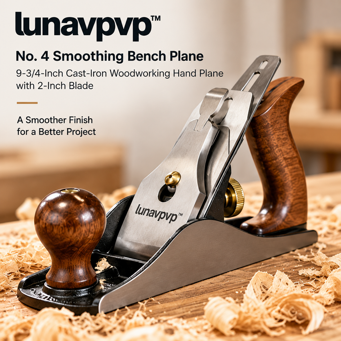 lunavpvp™ No. 4 Smoothing Bench Plane, 9-3/4-Inch Cast-Iron Woodworking Hand Plane with 2-Inch Blade