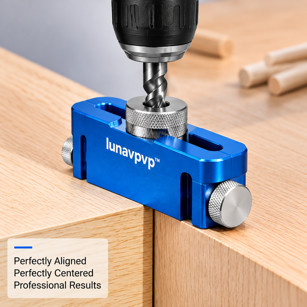 lunavpvp™ Self-Centering Doweling Jig Kit, Aluminum Drill Guide with 1/4-Inch, 5/16-Inch and 3/8-Inch Bushings