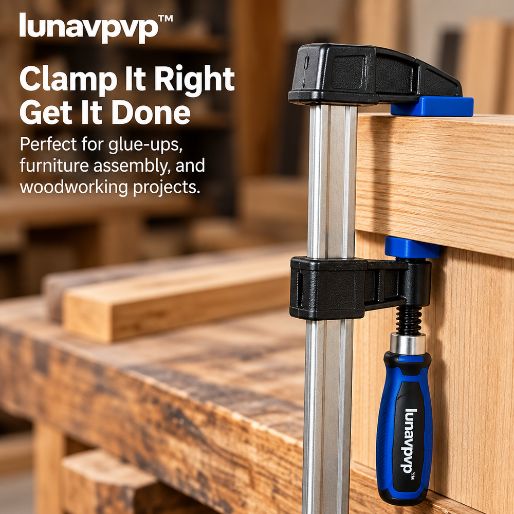 lunavpvp™ 12-Inch F-Style Woodworking Bar Clamp Set, 4-Pack, Screw-Tightening Clamps for Glue-Ups and Furniture Assembly