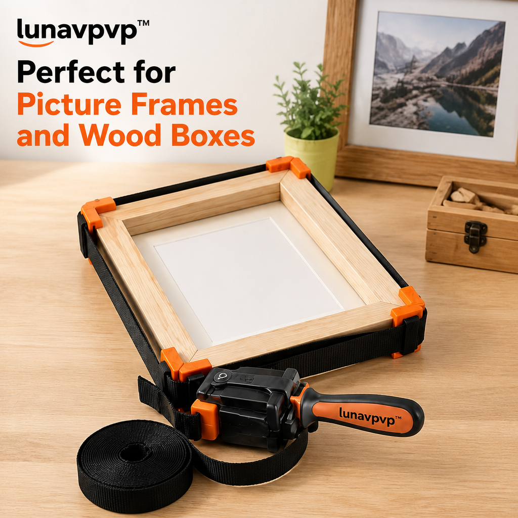 lunavpvp™ 15-Foot Band Clamp Kit, Adjustable Strap Clamp with Four Corner Blocks for Picture Frames and Wood Boxes