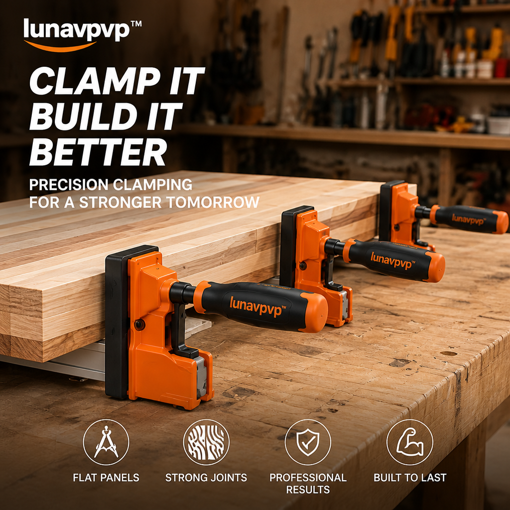 lunavpvp™ 24-Inch Parallel Jaw Clamp Set, 2-Pack, Panel Glue-Up Clamps with Removable Pads and Rail Supports