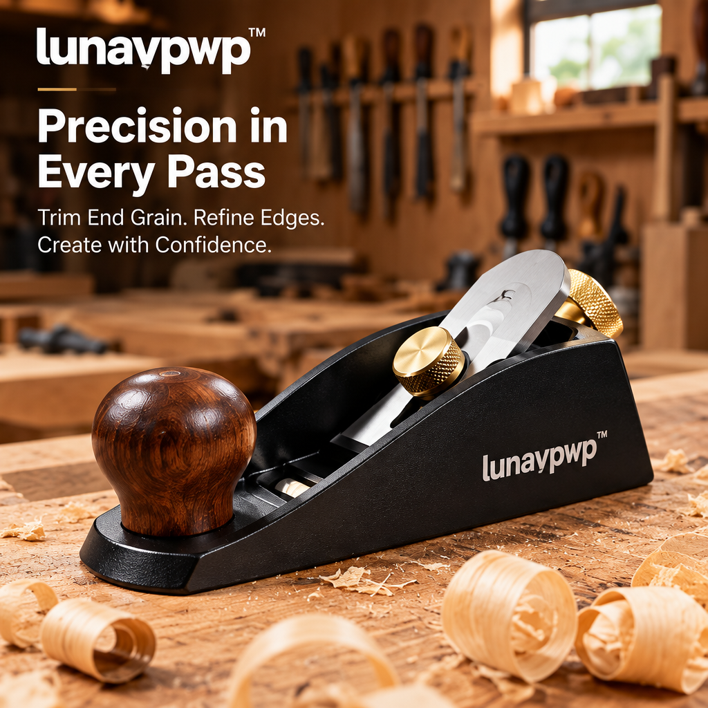 lunavpvp™ Low-Angle Block Plane, 6-1/4-Inch Hand Plane with Adjustable Mouth for End-Grain Trimming and Edge Chamfering