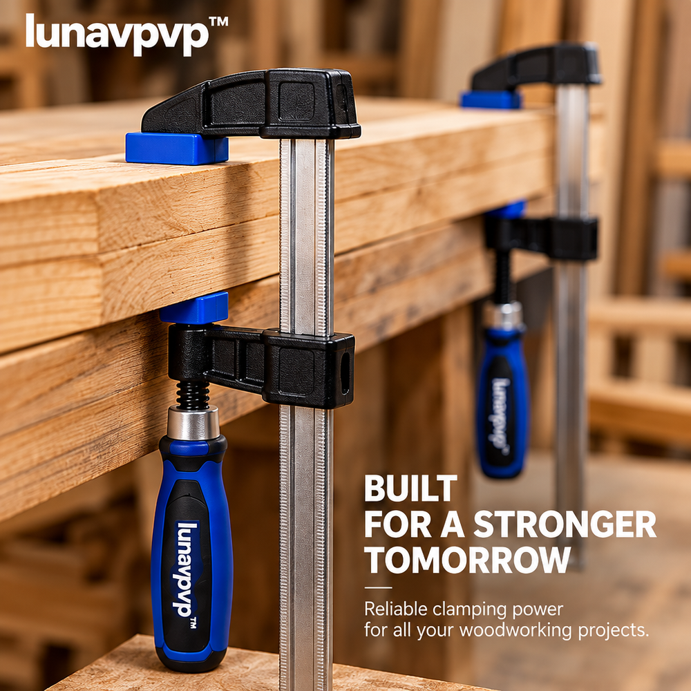 lunavpvp™ 12-Inch F-Style Woodworking Bar Clamp Set, 4-Pack, Screw-Tightening Clamps for Glue-Ups and Furniture Assembly