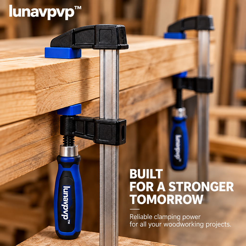 lunavpvp™ 12-Inch F-Style Woodworking Bar Clamp Set, 4-Pack, Screw-Tightening Clamps for Glue-Ups and Furniture Assembly